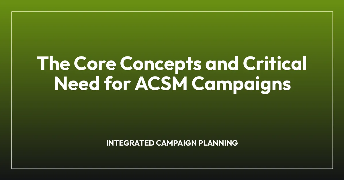 The Core Concepts and Critical Need for ACSM Campaigns