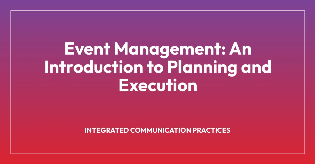 Event Management: An Introduction to Planning and Execution