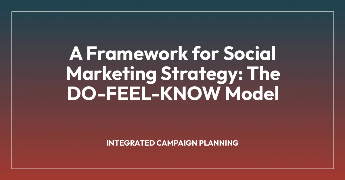 A Framework for Social Marketing Strategy: The DO-FEEL-KNOW Model