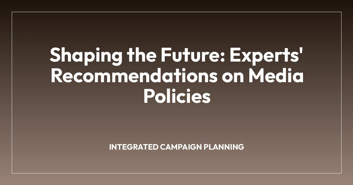 Shaping the Future: Experts’ Recommendations on Media Policies